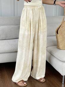 DAZY Solid Wide Leg Pants For Daily - Apricot - View 4