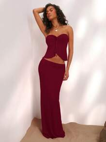 Opulessa Summer Holiday Plain Knitted Slim Fit Women's 2pcs Set Tall Women,Sexy Two Pieces,Party