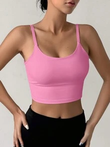 DAZY Reggiseno sportivo senza soluzione di continuità con schiena scoperta di colore rosa