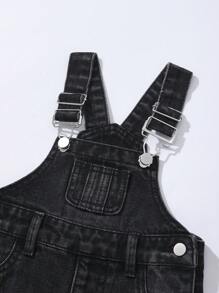 男婴帅气破洞个性吊带牛仔裤，百搭喷绘马和黑牛时尚，适合万圣节派对