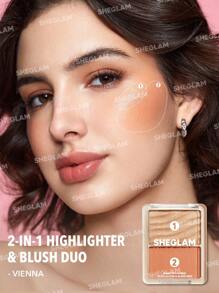 SHEGLAM Glam 101 Hybrid Highlighter & Blush Duo-Vienna Blush Highlighter Powder Palette Non-Fading Multi-Use Non-Greasy Shimmer Lightweight Smooth Blusher Christmas Winter Pink Rosa Blush Graduation Birthday Holiday Summer Fall Autumn Y2K Fancy Fashion Women Makeup Cosmetic Party Beach Travel Camping Outdoors School Campus Trip Festivals Decor Gift Present Rose Girl Cosplay Best Color Charm Vibe