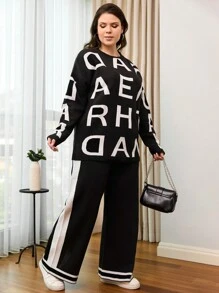 RueChic Plus Size Special Design Sweater Cords, For Winter - Multicolor - View 3