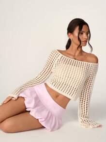 SHEIN Unity Women's Simple Solid Color Everyday Pleated Skirt - Pink - View 4