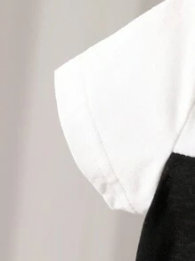 Boys Colorblock Figure Graphic Polo Shirt & Shorts - Black and White - View 5