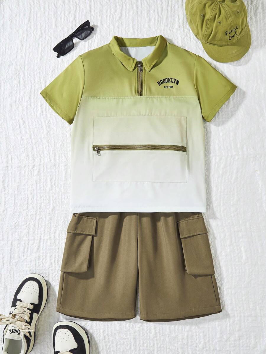 Trang phục hợp thời trang thường ngày dành cho các chàng trai tuổi teen Hàn Quốc - Màu xanh Ô liu - Xem 1