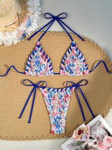 Bikini tam giác in hoa đi biển mùa hè - Nhiều màu - Xem 5