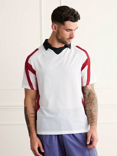 Forever 21 Men Contrast Panel Raglan Sleeve Polo Shirt For Summer