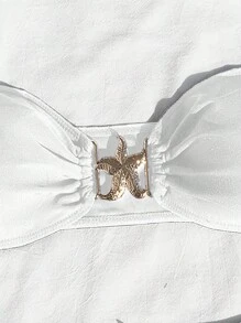 Swim SXY Bộ bikini đi biển mùa hè có dây buộc vòng màu trắng - trắng - Xem 6
