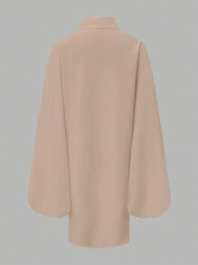 Celure Plus Lantern Sleeve High Low Hem Shirt Dress For Summer