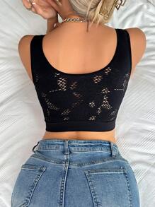 1入無縫背心式女士胸罩，搭配成型杯，增壓，防震 - 黑色 - 查看 5