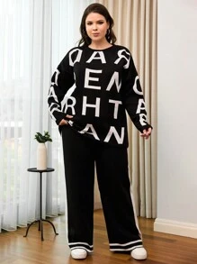 RueChic Plus Size Special Design Sweater Cords, For Winter - Multicolor - View 4