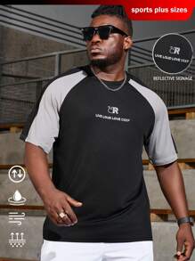 Gym Rark Men's Plus Size Contrast Color Insert Sleeve Letter Printed Short Sleeve Sports T-Shirt - Multicolor - View 1
