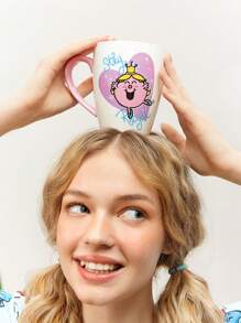 Mr Men Little Miss X SHEIN 500ml Ceramic Cartoon And Heart Print Mug