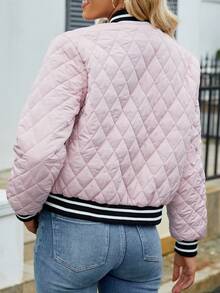 Jaqueta Bomber Acolchoada com Acabamento Listrado