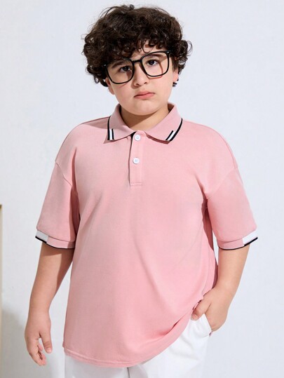 SHEIN Tween Boys Büyük Beden Polo Gömlek