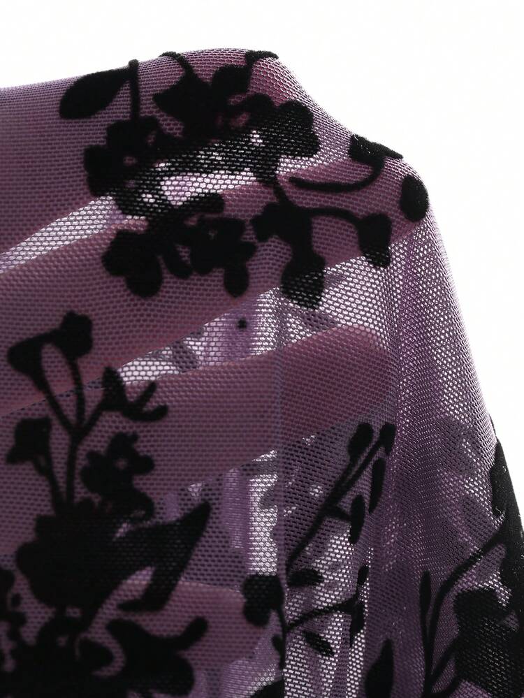 Valentine's Day Rose Flower Lady's Sheer Floral Short Sleeve Top Summer,Crop Tops Women