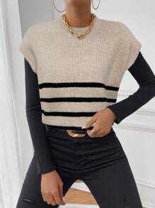 RosyDaze Striped Pattern Sweater Vest Without Tee