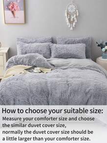 Ensemble de literie en peluche unie de 3 pièces, housse de couette pour couette en duvet pour enfants, taille complète, convient pour la chambre à coucher, la chambre d'amis ou la chambre universitaire, ensemble comprenant : 1 housse de couette avec fermeture éclair + 2 taies d'oreiller (noyau interne non inclus)