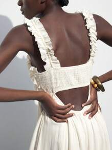 Maija 2025 Spring/Summer & Early Autumn Independence Day July Outfit Graduation Season Ruffle Drawstring A-Line Long Dress For Women, Casual Vacation Beach Cruise Travel