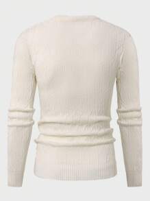 RueChic Áo len dệt kim hình học nam - trắng - Xem 4