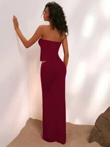 Opulessa Summer Holiday Plain Knitted Slim Fit Women's 2pcs Set Tall Women,Sexy Two Pieces,Party