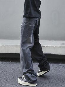 Manfinity EMRG Men Casual 2 Tone Drawstring Waist Straight Leg Baggy Jeans - Multicolor - View 4