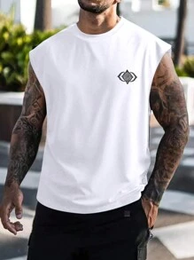 Manfinity LEGND Men Geo Print Tank Top For Summer - White - View 2