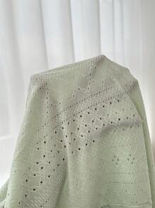 Moonlight&Mama Maternity Ruffle Trim Splicing Square Neck Jacquard Sleep Dress, Embroidery Hollow Out Pajama Dress - Mint Green - View 7