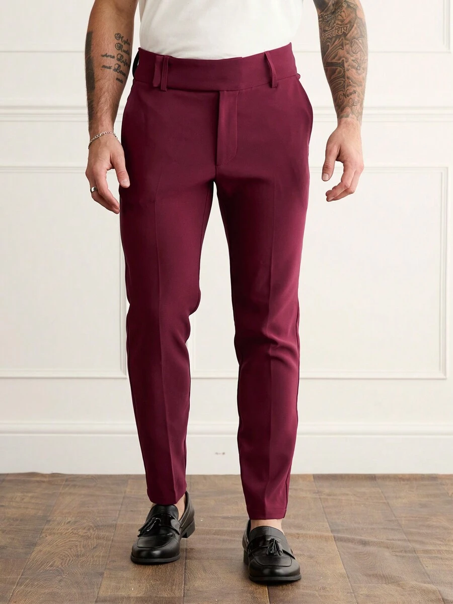 Forever 21 Men's Skinny Suit Trousers In Burgundy - Burgundy - View 1