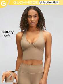 GLOWMODE Featherfit™跨背鉸口設計背心 - 卡其色 - 查看 2