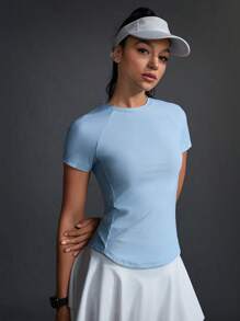 CourtClass Solid Raglan Sleeve Skinny Sports Tee Blue - Blue - View 4