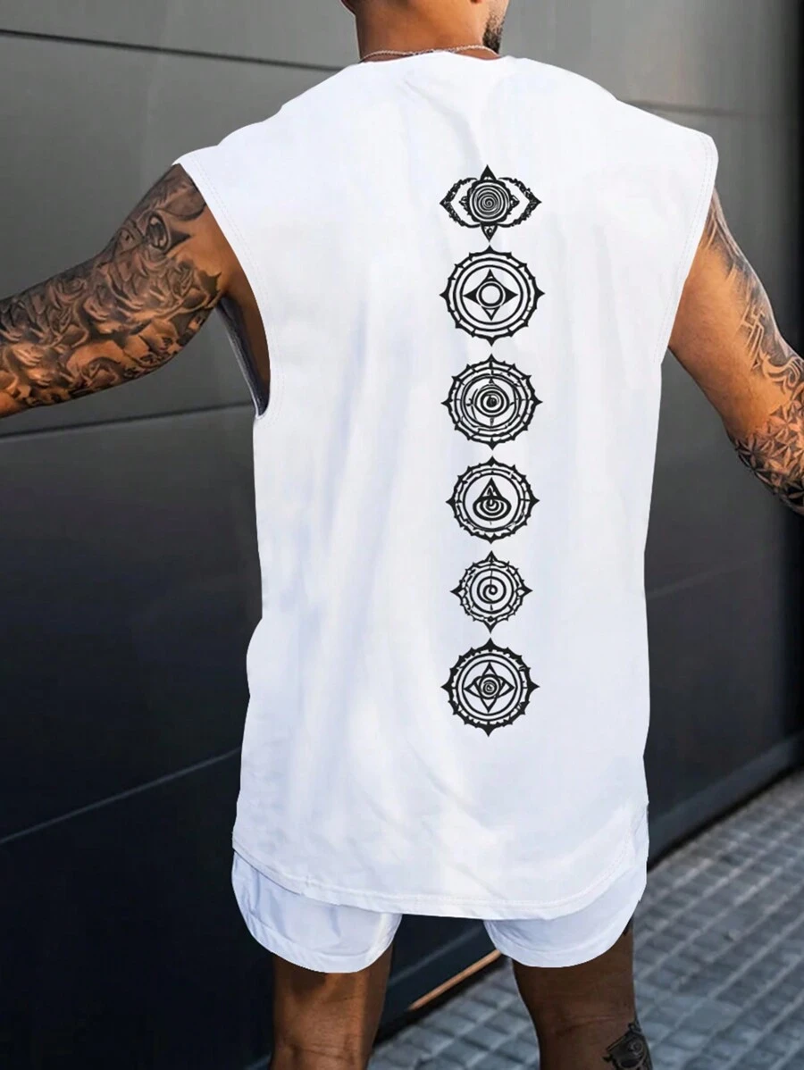 Manfinity LEGND Men Geo Print Tank Top For Summer - White - View 1