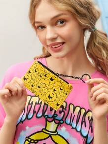 Mr Men Little Miss X SHEIN Cartoon Pattern Zippered Card Holder