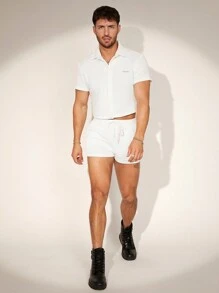 FeverCity Men's Double Layered Fabric Short Sleeve Shirt Set, Suitable For Summer - White - View 1