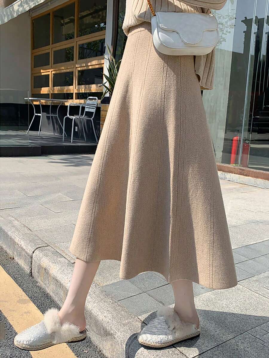 提升身形的高檔優雅裙裝 - 杏色 - 查看 1