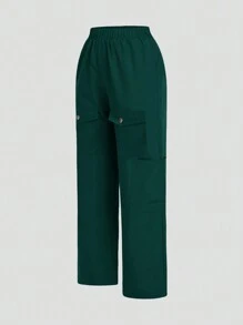 TaskEZ V Neck Top & Detachable Flap Pocket Cargo Pants Scrub Uniform Sets - Army Green - View 4