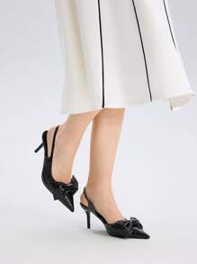 MOTF PREMIUM HIGH-HEELED SHOES FOR WOMEN WITH POINTED TOE, THIN HEELS, BOWKNOT AND METALLIC COLOR - Black - View 3