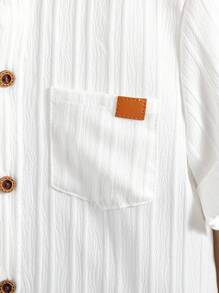 男童白色休闲长袖衬衫和卡其色裤子 2 件套，适合上学、聚会、郊游、优雅造型，4-7 岁 - 彩色 - 查看 5