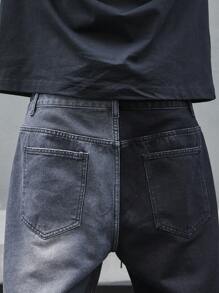 Manfinity EMRG Men Casual 2 Tone Drawstring Waist Straight Leg Baggy Jeans - Multicolor - View 7