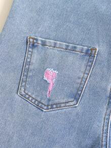 Tween Girl Cute & Elegant Medium-Wash Denim Overalls