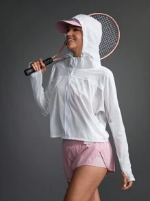 SHEIN Sport Gameset Sportjacke mit fester Kapuze und langen Ärmeln