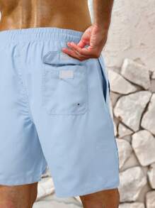 Surfspeed Men Letter Graphic Drawstring Waist Swim Trunks - Baby Blue - View 2