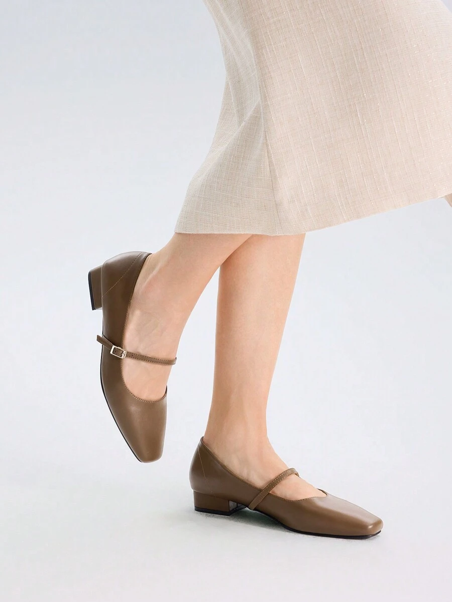 MOTF PREMIUM COMFORTABLE SQUARE HEEL WOMEN'S FLAT SHOES, ALL-MATCH STYLE, FOR NEW YEAR HOLIDAY, SPRING SHOES, SPRING BREAK EASTER FOR CHRISTMAS - Mocha Brown - View 2