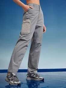 In My Nature Flap Pocket Side Cargo Pants - Grey - View 7