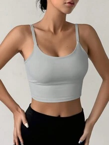DAZY Solid Backless Seamless Sports Bra - Light Grey - View 3