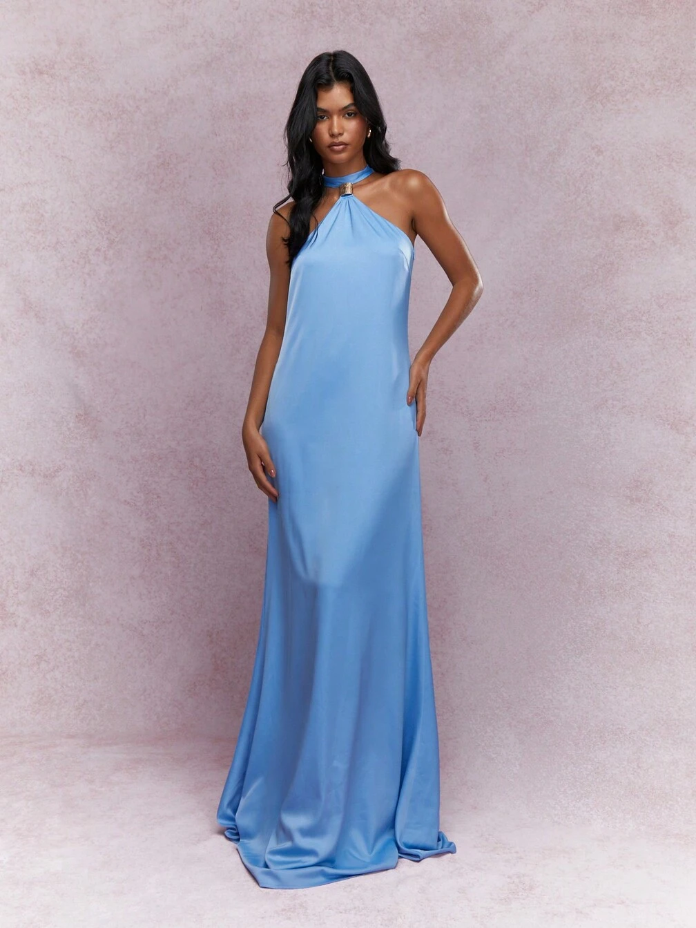 halter neck dress flowy Silk Halter Neck Dress