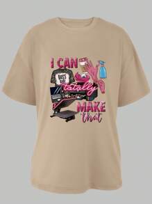 INAWLY Dames zomer casual slogan bedrukte T-shirt met korte mouwen en shorts outfitset