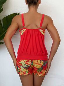 Swim Lushoire Tropical Print Tankini Swimwear For Vacation Summer