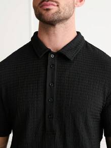 Forever 21 Męska koszulka polo z krótkim rękawem w kolorze czarnym