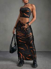 Gameset SHEIN Sport Set sport cu franjuri cu imprimeu grafic